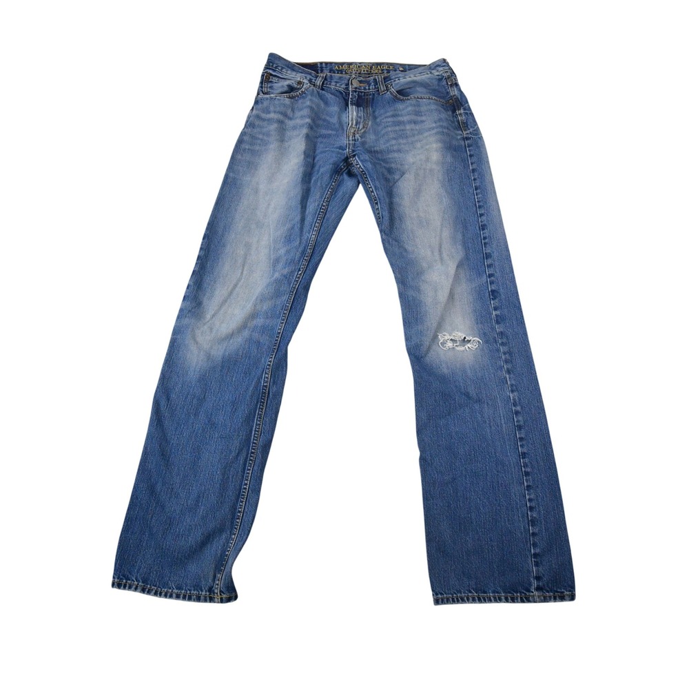 American Eagle Original Boot Jeans Mens 32x36 (fit 31x33) Good Distressed Denim